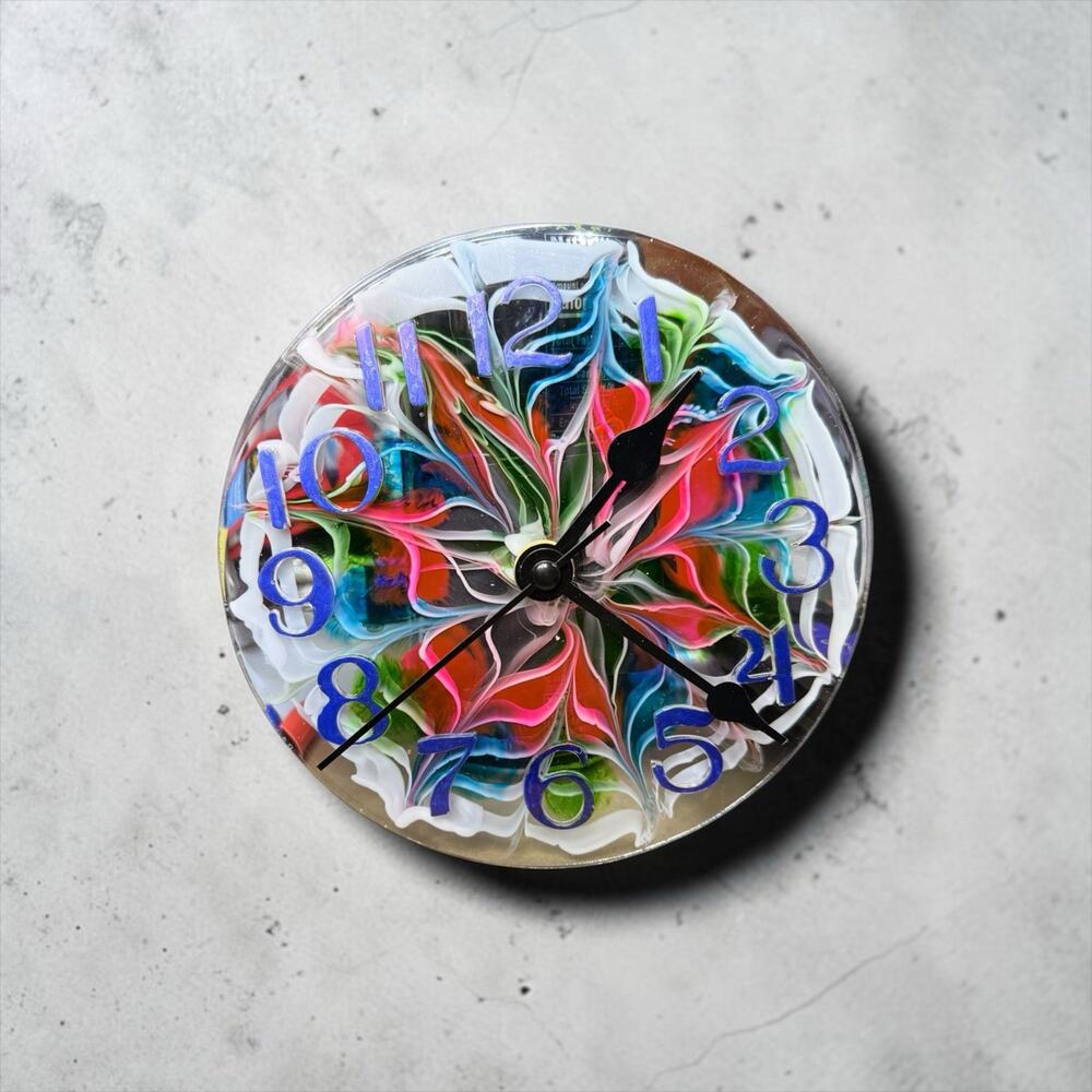 Colorful Handcrafted Resin Clock | Modern Number Desk Clock | Unique Functional - Picture 3 of 3